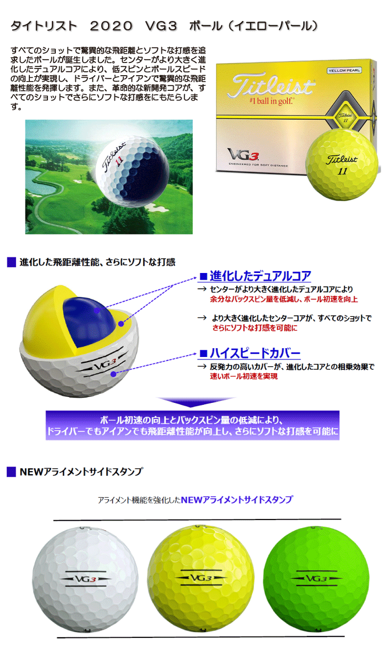 2dzまとめ買いで500円引き送料無料クーポン発行中 即日発送対応 タイトリスト ２０２０ ｖｇ３ ボール イエローパール １ダース つるやゴルフ Online