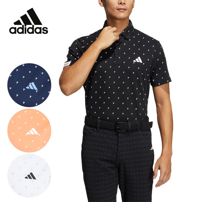 【即日発送対応】アディダス アディダスロゴモノグラムプリント 半袖ボタンダウンシャツ NMJ24 メンズ ゴルフウェア