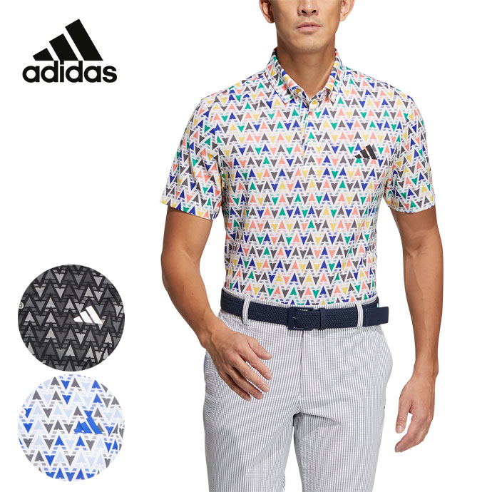 【即日発送対応】アディダス マルチカラープリント 半袖ボタンダウンシャツ NMH93 メンズ ゴルフウェア