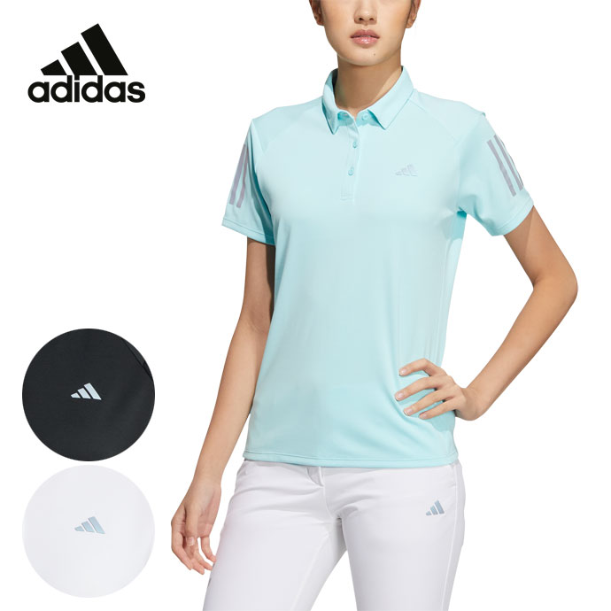 【即日発送対応】【レディース/女性用】アディダス スリーストライプス 半袖ボタンダウンシャツ EAU22 ゴルフウェア