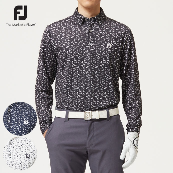 【即日発送対応】フットジョイ フラワープリント長袖ボタンダウンシャツ FJF22S06 メンズ ゴルフウェア