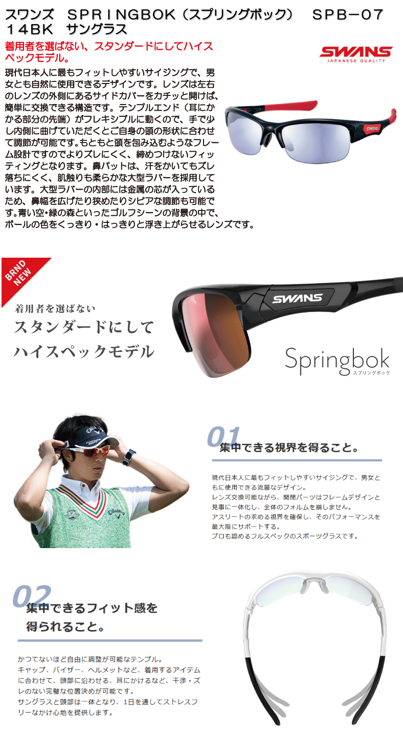 SWANS(スワンズ) 日本製 スポーツサングラス スプリングボック SPRIN