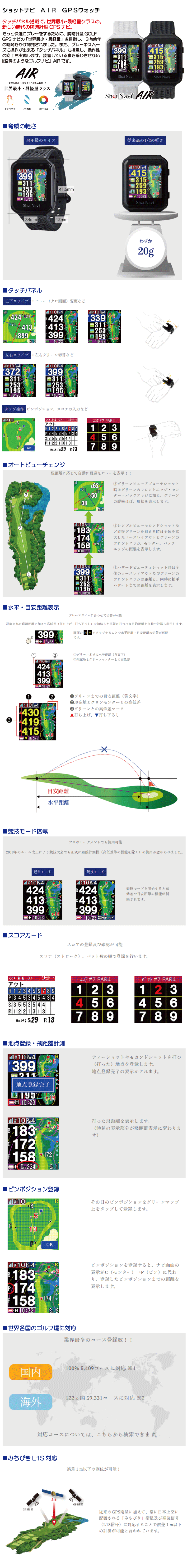 ☆ポイント10倍☆【即日発送対応】ショットナビ AIR GPSウォッチ